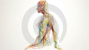 Abstract colorful line drawing of human figure