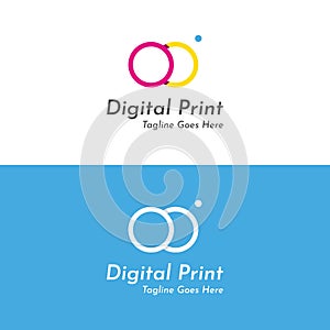 Abstract colorful logo digital printing, printing services, media, technology and the internet. With a modern and simple concept