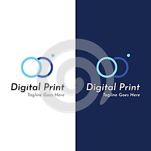 Abstract colorful logo digital printing, printing services, media, technology and the internet. With a modern and simple concept