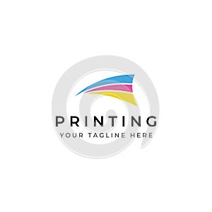 Abstract colorful logo digital printing, printing services, media, technology and the internet. With a modern and simple concept