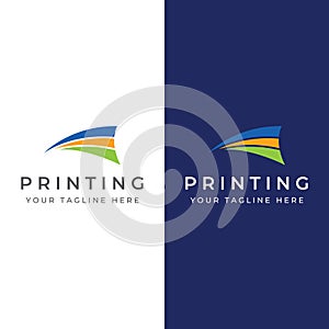 Abstract colorful logo digital printing, printing services, media, technology and the internet. With a modern and simple concept