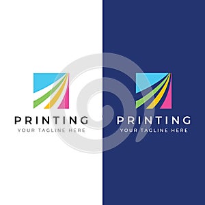 Abstract colorful logo digital printing, printing services, media, technology and the internet. With a modern and simple concept