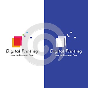 Abstract colorful logo digital printing, printing services, media, technology and the internet. With a modern and simple concept