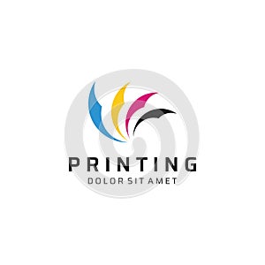 Abstract colorful logo digital printing, printing services, media, technology and the internet. With a modern and simple concept