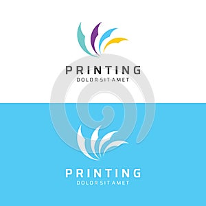 Abstract colorful logo digital printing, printing services, media, technology and the internet. With a modern and simple concept