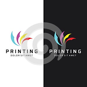 Abstract colorful logo digital printing, printing services, media, technology and the internet. With a modern and simple concept