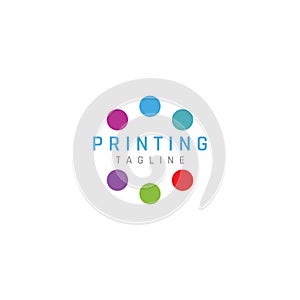 Abstract colorful logo digital printing, printing services, media, technology and the internet. With a modern and simple concept