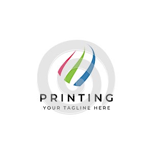 Abstract colorful logo digital printing, printing services, media, technology and the internet. With a modern and simple concept