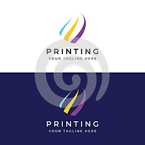 Abstract colorful logo digital printing, printing services, media, technology and the internet. With a modern and simple concept