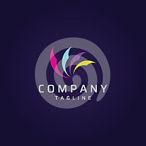 Abstract colorful logo digital printing, printing services, media, technology and the internet. With a modern and simple concept