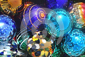 Colorful deluxe glassblown baubles for celebrations photo