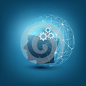 Machine Learning, Artificial Intelligence, Cloud Computing, Automated Support Assistance and Networks Design Concept