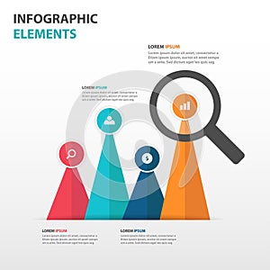 Abstract colorful magnifier business Infographics elements, presentation template flat design vector illustration for web design