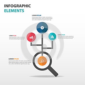 Abstract colorful magnifier business Infographics elements, presentation template flat design vector illustration for web design