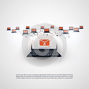 Network Vulnerability - Virus, Malware, Ransomware, Fraud, Spam, Phishing, Email Scam, Hacker Attack - IT Security Concept Design