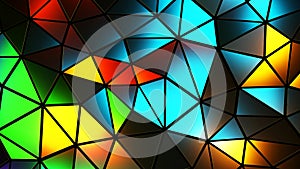 Abstract colorful mosaic background, multicolored polygons on black