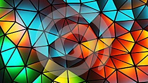 Abstract colorful mosaic background, multicolored polygons on black