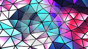Abstract colorful mosaic background, purple blue polygons on black, trangle shapes stained glass