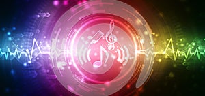 Abstract Colorful music background with notes