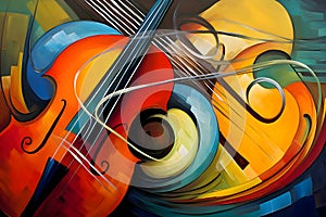 abstract colorful music background with violoncello and cello