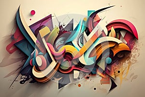 abstract colorful music notes on grunge background, vector illustration.