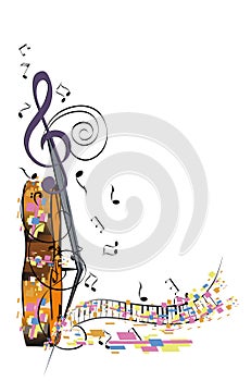 Abstract colorful musical poster design with musicians and musical waves.