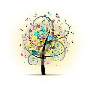 Abstract Colorful Musical Tree