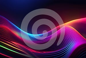 Abstract colorful neon background with glowing lines and waves. 3D rendering. Vector illustration