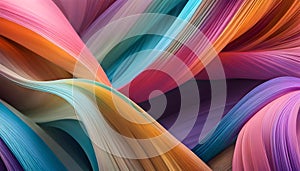 Abstract colorful neon background with glowing lines and waves. 3D rendering. Vector illustration