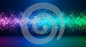 Abstract Colorful Network Connection Background with Glowing Particles