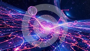 Abstract colorful network connection, data, technology, digital, Stock Photo, Generative AI