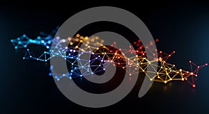 Abstract Colorful Network Connection, Digital Data Flow Visualization