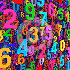 Abstract colorful numbers background.