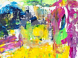 Abstract colorful oil and acrylic painting. Hand-drawn brush stroke. Artistic texture, contemporary art for background