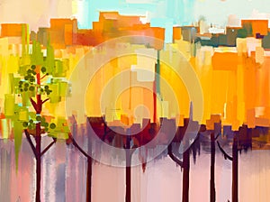 Abstract colorful oil painting landscape