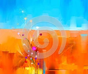 Abstract colorful oil painting landscape on canvas