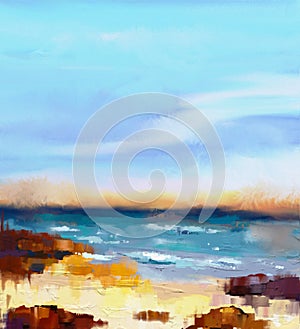 Abstract colorful oil painting seascape