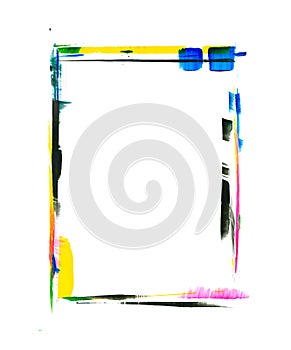 Abstract colorful painted brushstrokes frame