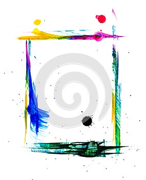 Abstract colorful painted brushstrokes frame