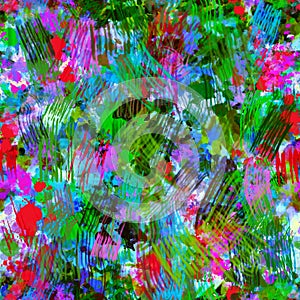 Abstract colorful painted pattern with vivid neon spots, blots, smudges, strokes and lines, stains