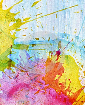 Abstract colorful painted watercolor splash and