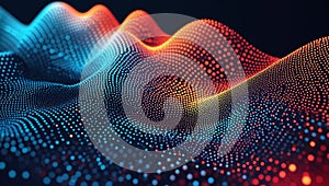 Abstract colorful particle background flowing in a wave motion