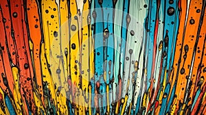 Abstract colorful pattern with drips and splashes, creating a vibrant visual effect