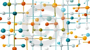 Abstract Colorful Pattern of Interconnected Spheres and Lines Representing Molecular Structures