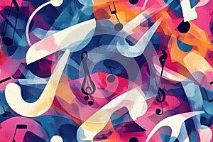 Abstract Colorful Pattern of Musical Notes