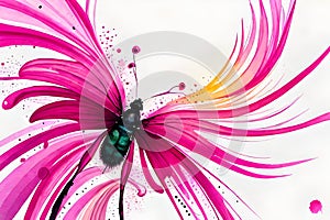 Abstract Colorful Pink Butterfly color splash. ai generated