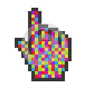 Abstract colorful pixelated computer cursor