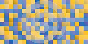 Abstract Colorful Pixelated Surface Pattern with Random Colored Blue and Yellow Squares - Wide Scale Geometric Mosaic Texture