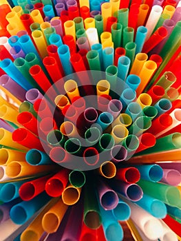 Abstract a colorful of plastic straws