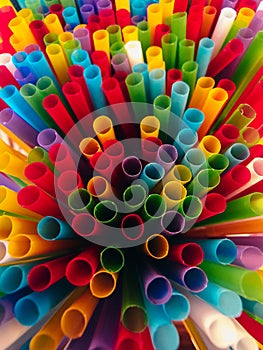 Abstract a colorful of plastic straws